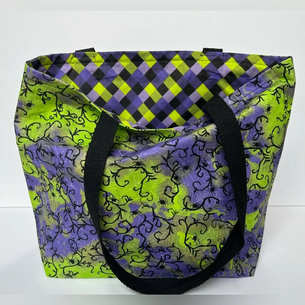 Handmade Spooky Tote Bag - Purple, Green, & Black - Picture 3 of 9